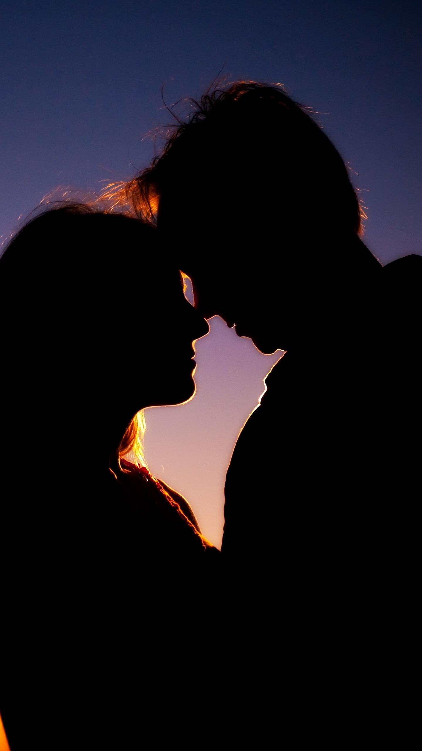 Wallpaper Couple, Silhouettes, Love, Night - Android Lock Screen Love - HD Wallpaper 