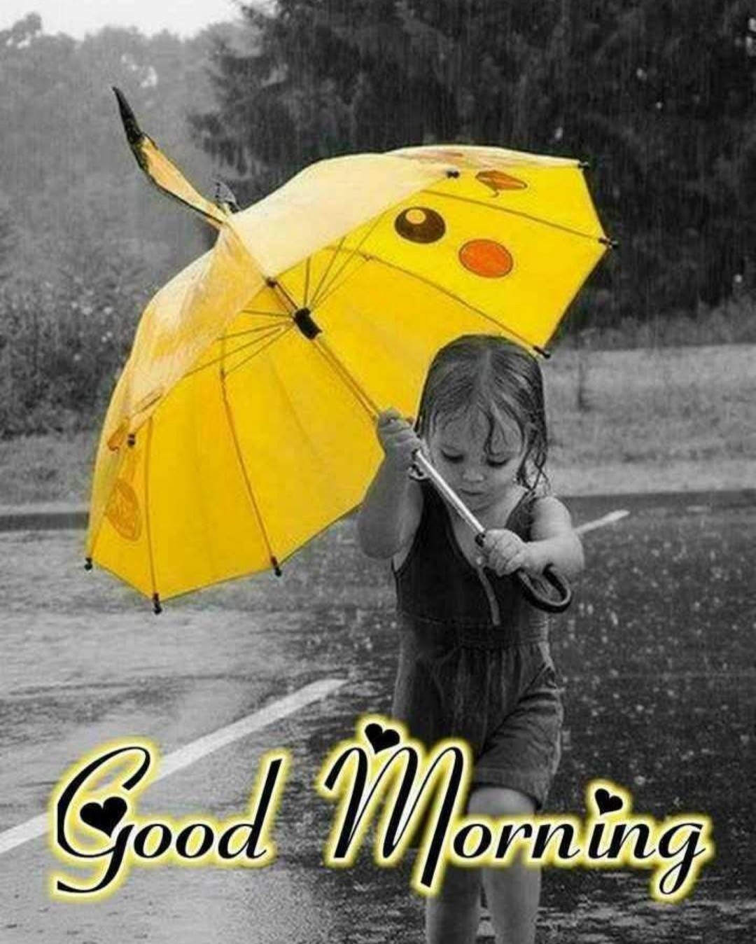 New 631 Good Morning Image - Cute Girl In Rain - HD Wallpaper 