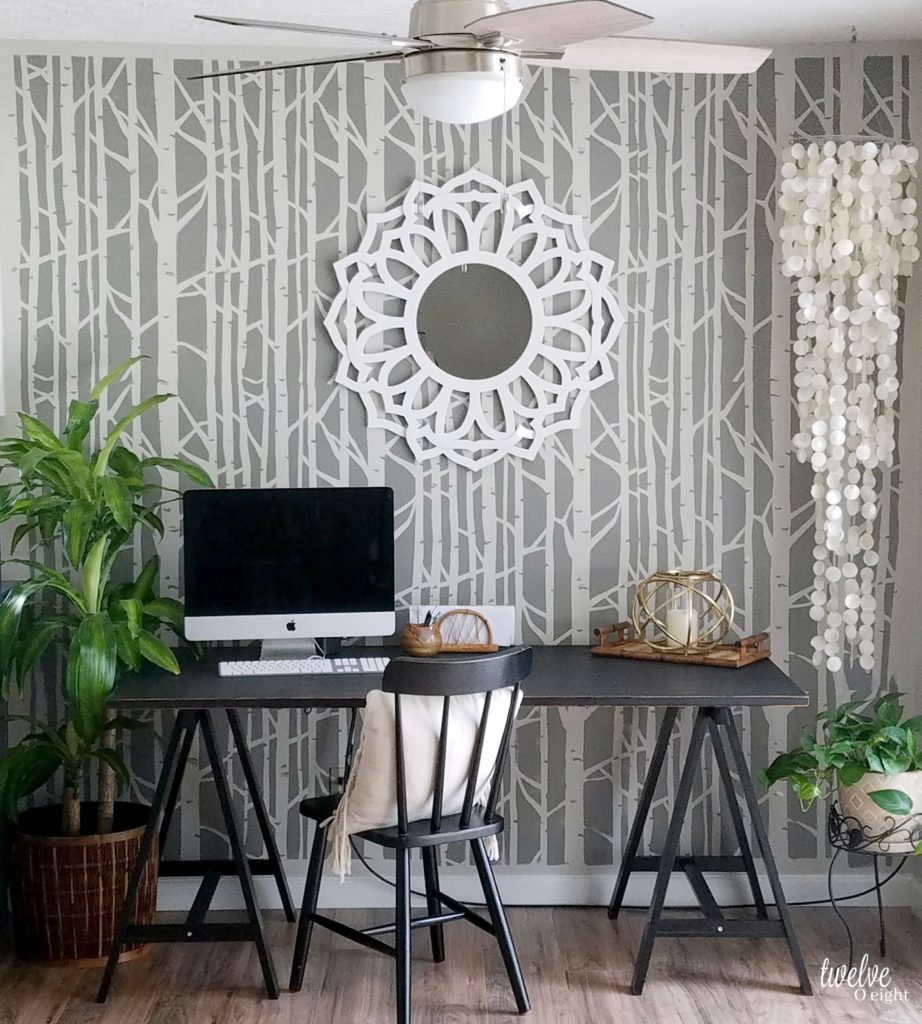 #diyhomedecor #fauxwallpaper #accentwall #homeoffice - Home Office - HD Wallpaper 