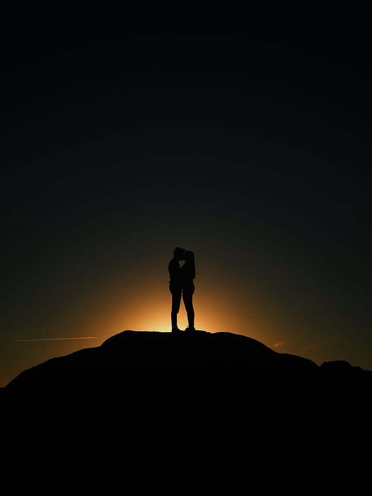 Couple, Kiss, Silhouettes, Love, Night, Hd Wallpaper - Kiss Day New Hd - HD Wallpaper 