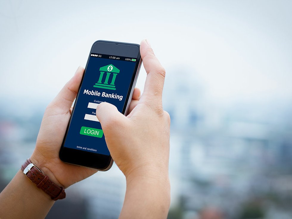 Female Hands Hold Mobile Banking Smart Phone Blurred - Mobile Banking Banner - HD Wallpaper 