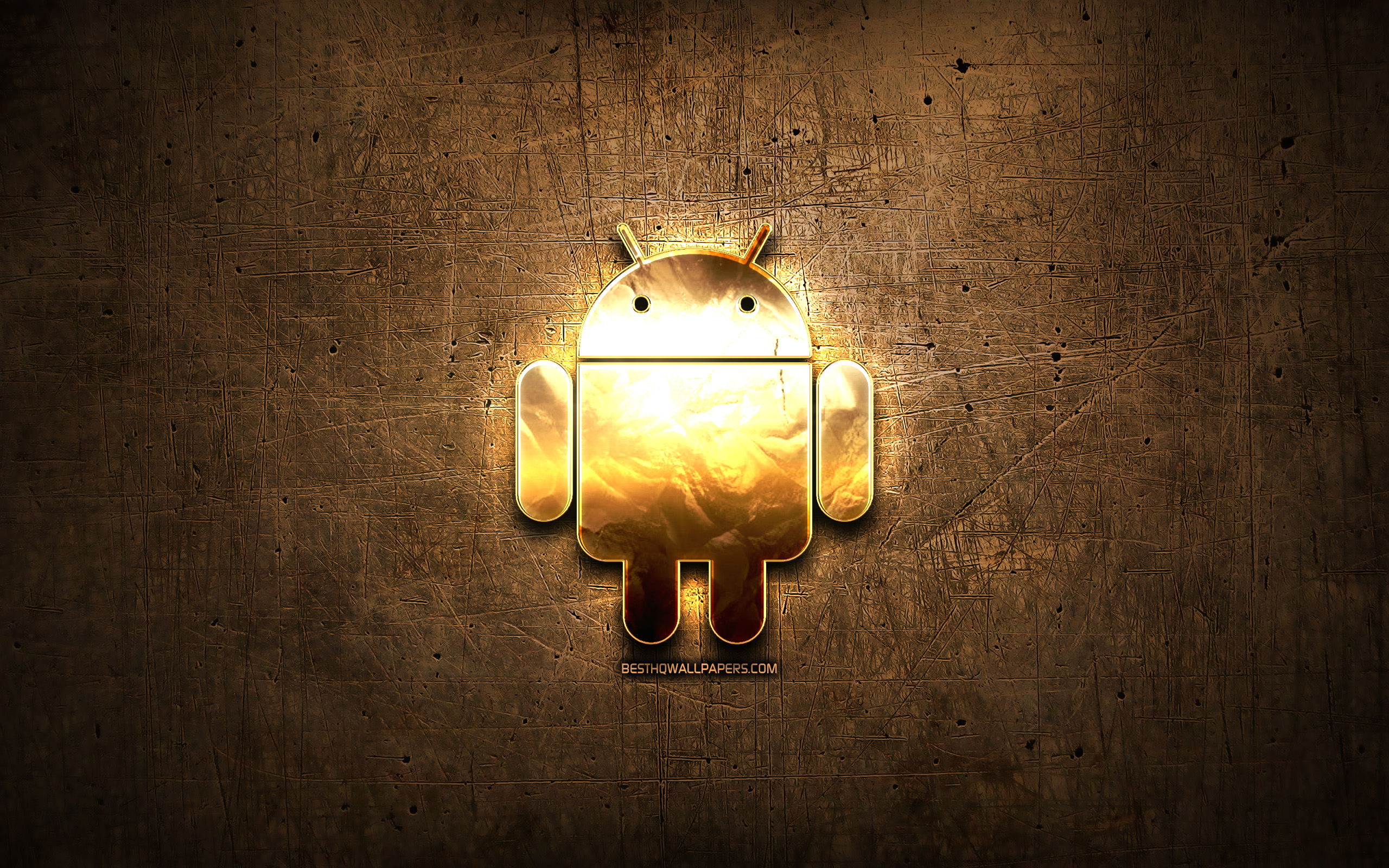 Android Golden Logo Artwork Brown Metal Background Gold Android Logo 2560x1600 Wallpaper Teahub Io
