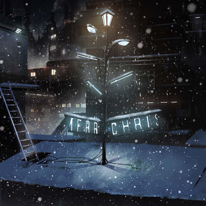 Snowing In The Neon Night Wallpaper Engine - Snow - HD Wallpaper 