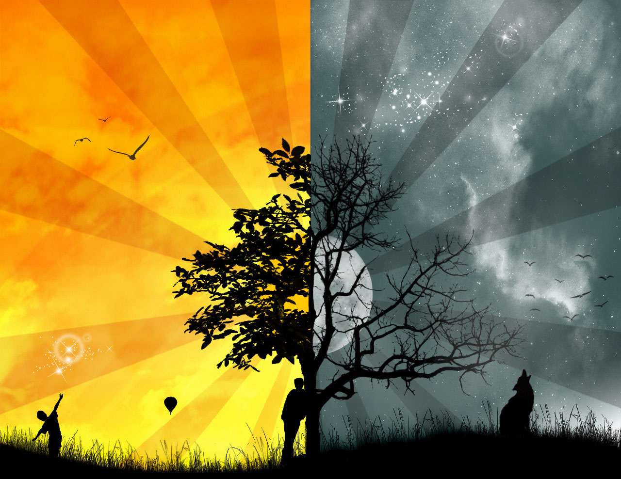 Wallpapers - Good And Evil Tree - HD Wallpaper 