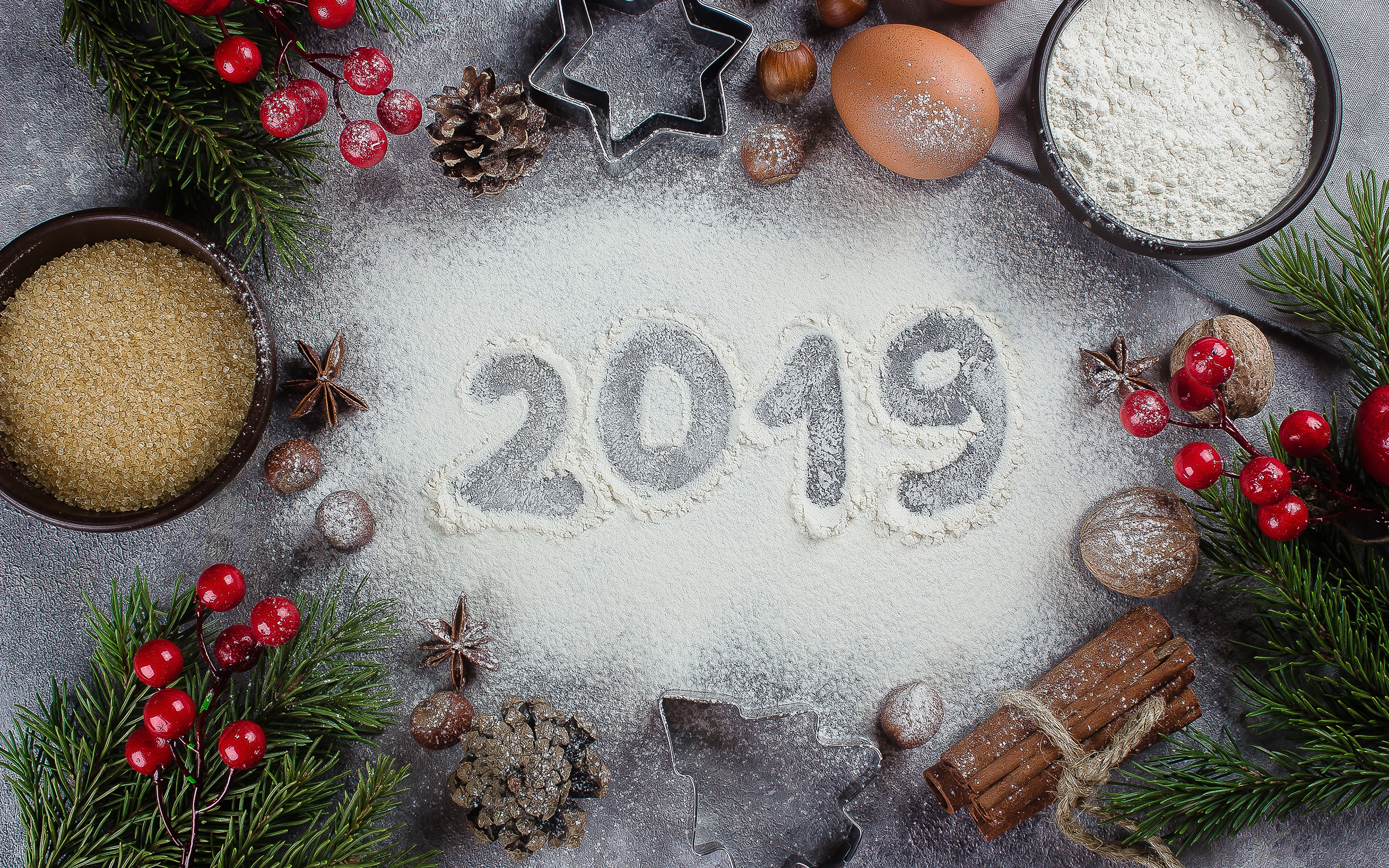 Happy New Year 2019 Food - HD Wallpaper 