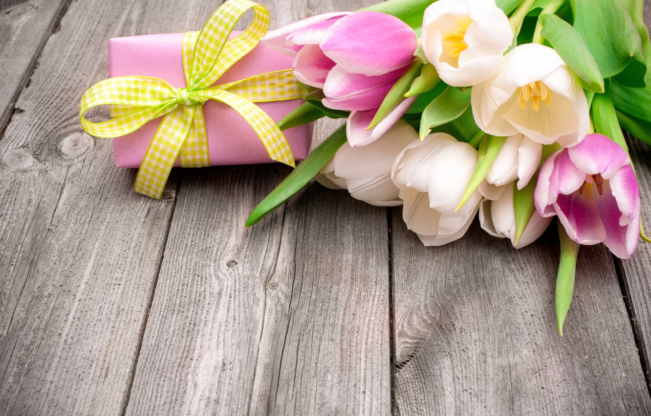 Photo Wallpaper Flowers, Gift, Bouquet, Tulips, Fresh, - Join Us For Mother's Day - HD Wallpaper 