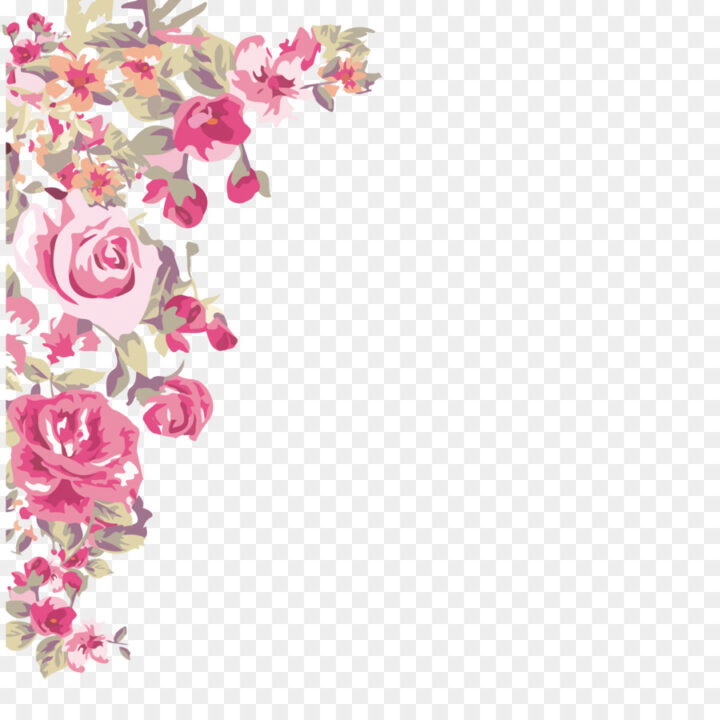 Flower Wallpaper Painted Flowers - Pink Flower Border Png - HD Wallpaper 