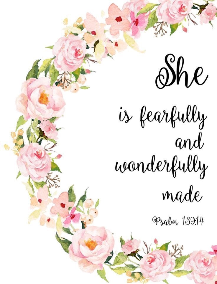 Background, Floral, And Christian Image - She Is Fearfully And Wonderfully Made Bible Verse - HD Wallpaper 