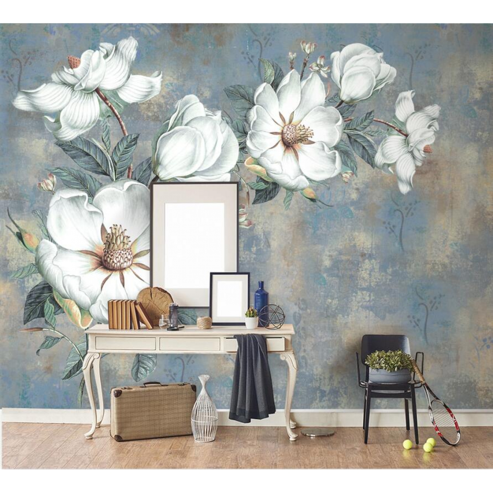 Flower Wall Mural Painting - HD Wallpaper 