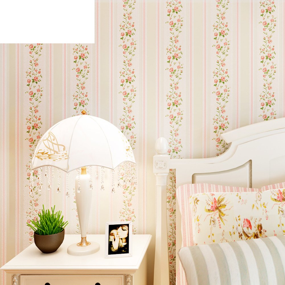 Warm And Pastoral Wallpaper/bedroom Striped Flower - HD Wallpaper 