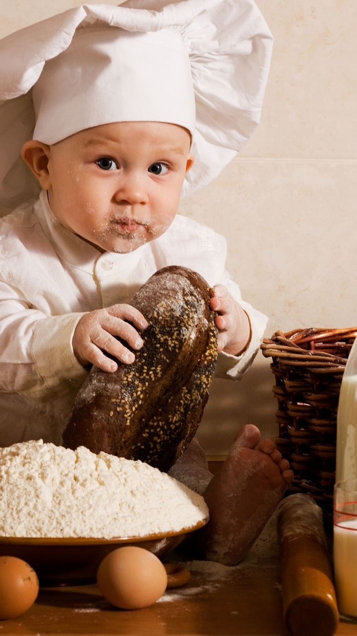 Fruits, Milk, Baby, Boy, Flour, Bread, Apples, Kitchen, - Днем Работника Пищевой Промышленности - HD Wallpaper 