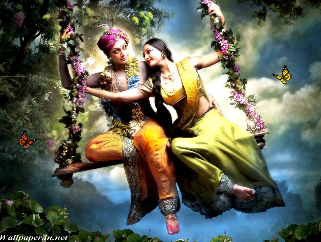 Krishna And Radha Romantic - HD Wallpaper 