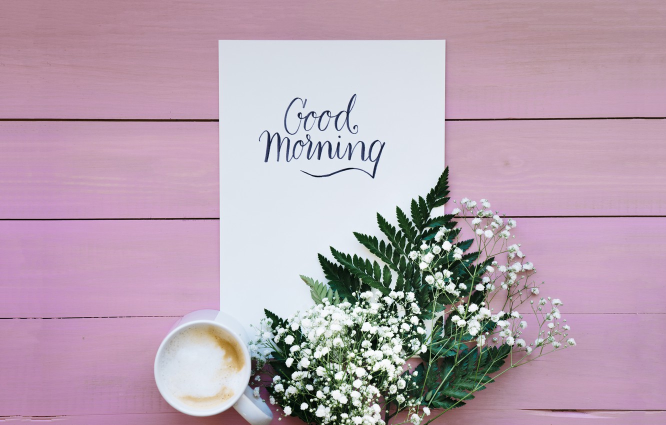 Photo Wallpaper Flowers, Coffee, Spring, Breakfast, - Доброе Утро Кофе Весна - HD Wallpaper 