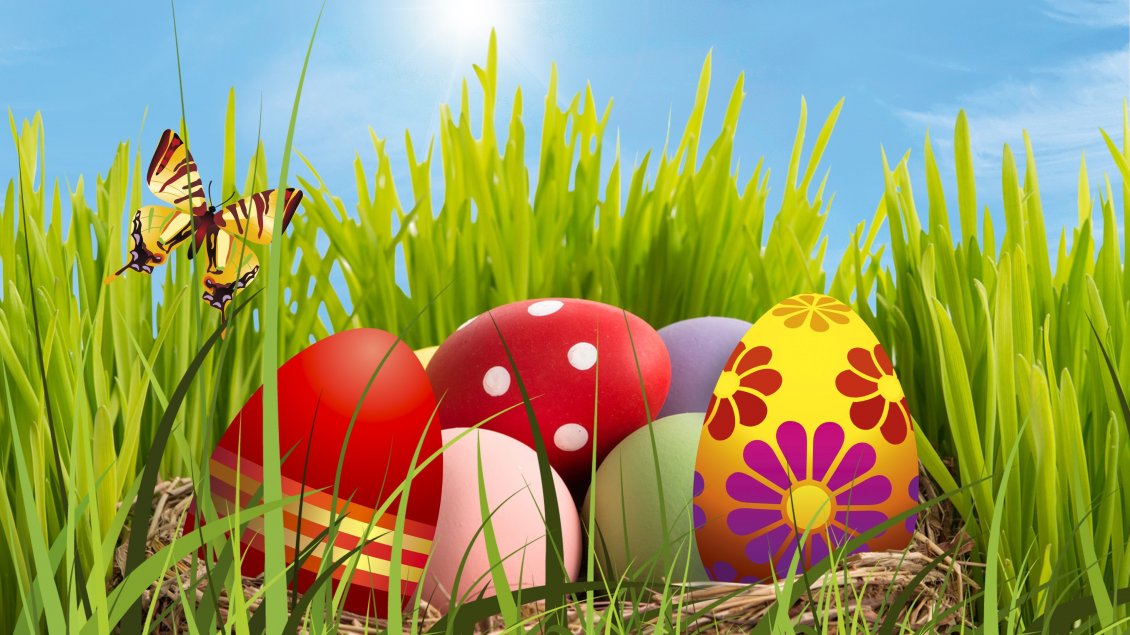 Download Wallpaper Colourful Easter Eggs In The Grass - Easter Background 4k - HD Wallpaper 