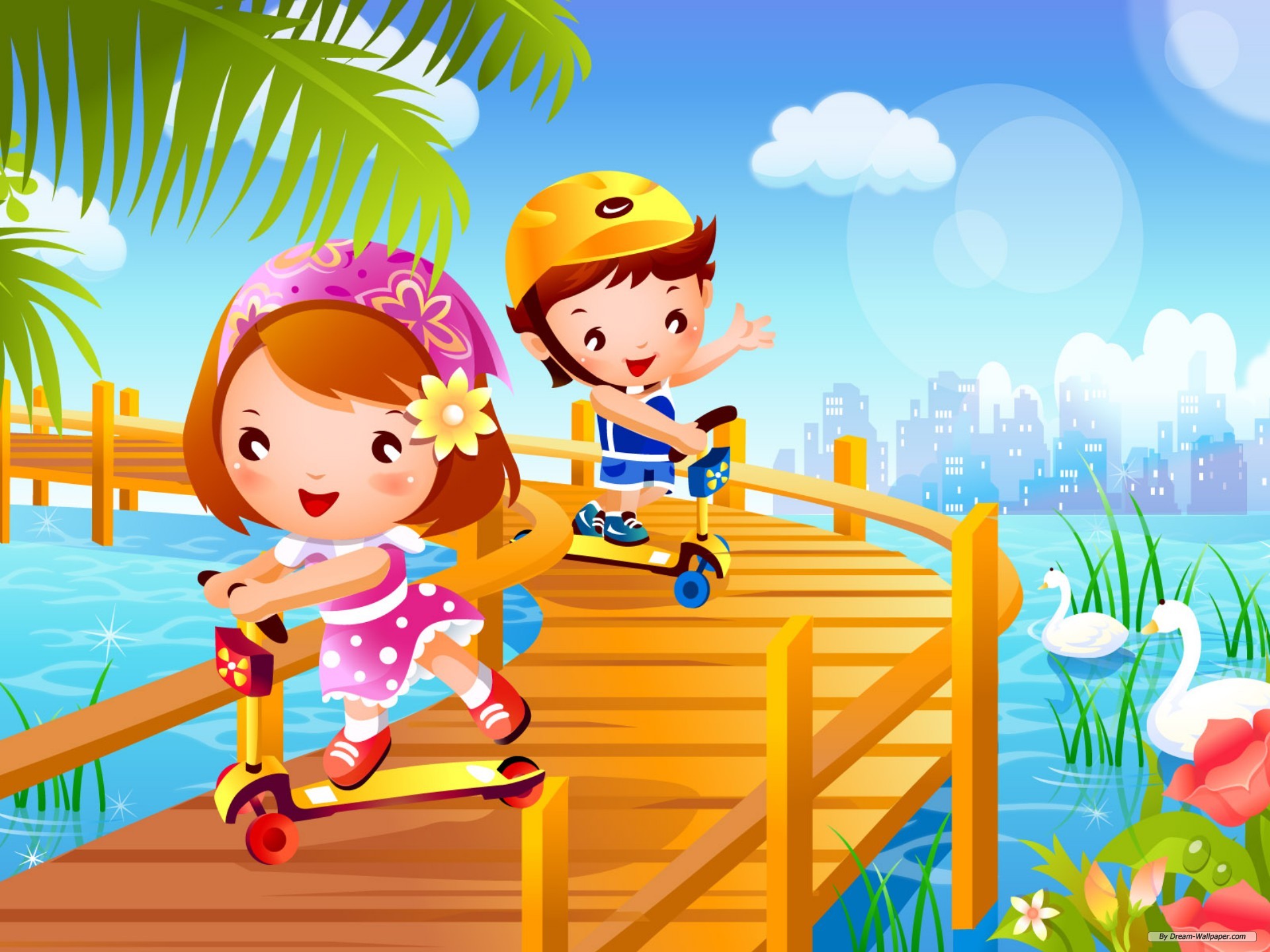 Free Cartoon Wallpaper - Cartoon Children - HD Wallpaper 