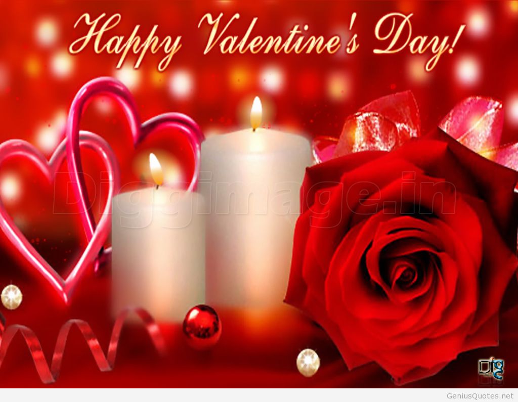 Happy Valentine’s Day Candles And Rose Flower Wallpaper - Cute Happy Valentine Day - HD Wallpaper 