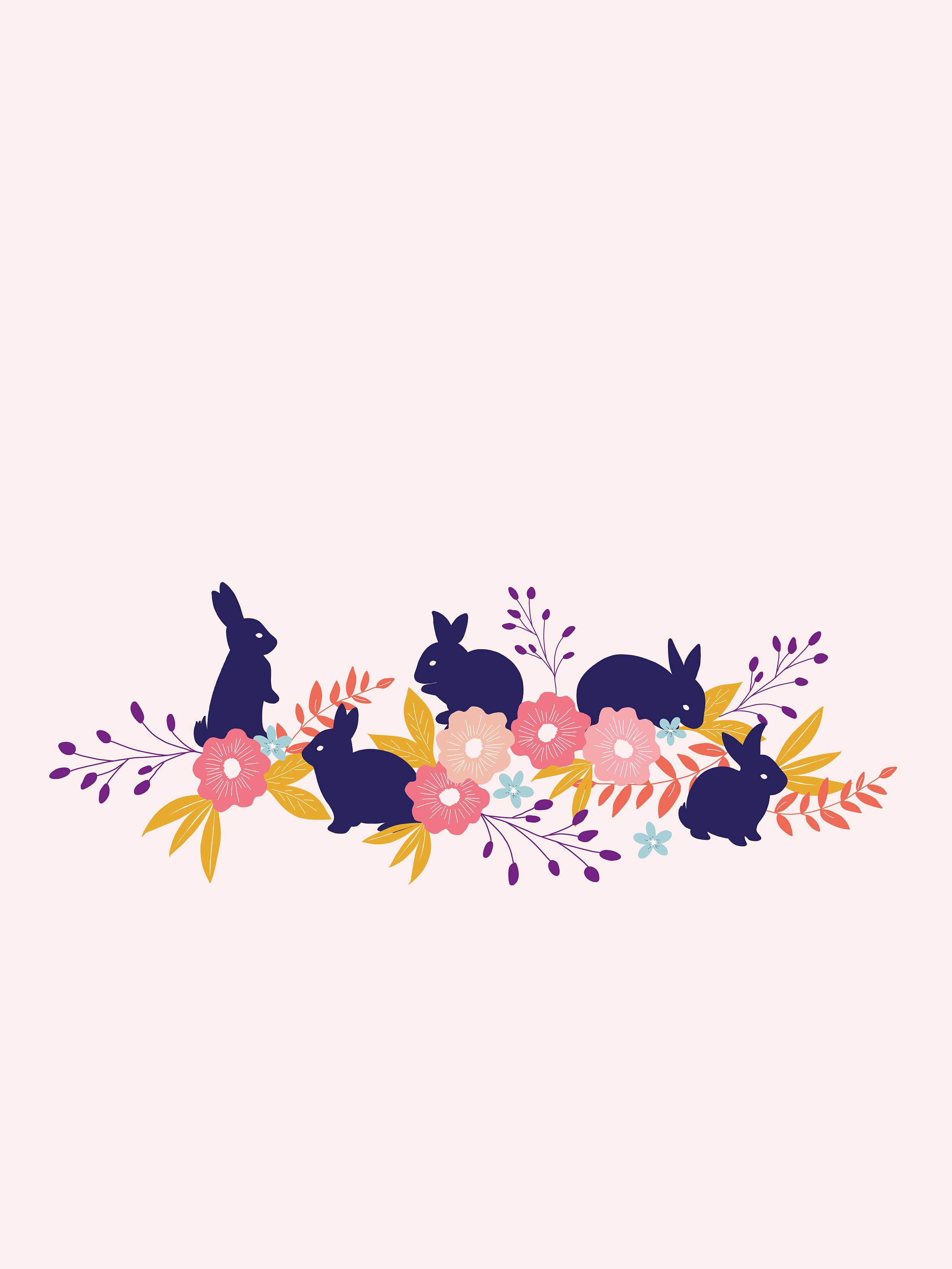 Bunny Floral Wallpaper - Bunny Art Desktop - 2500x3333 Wallpaper