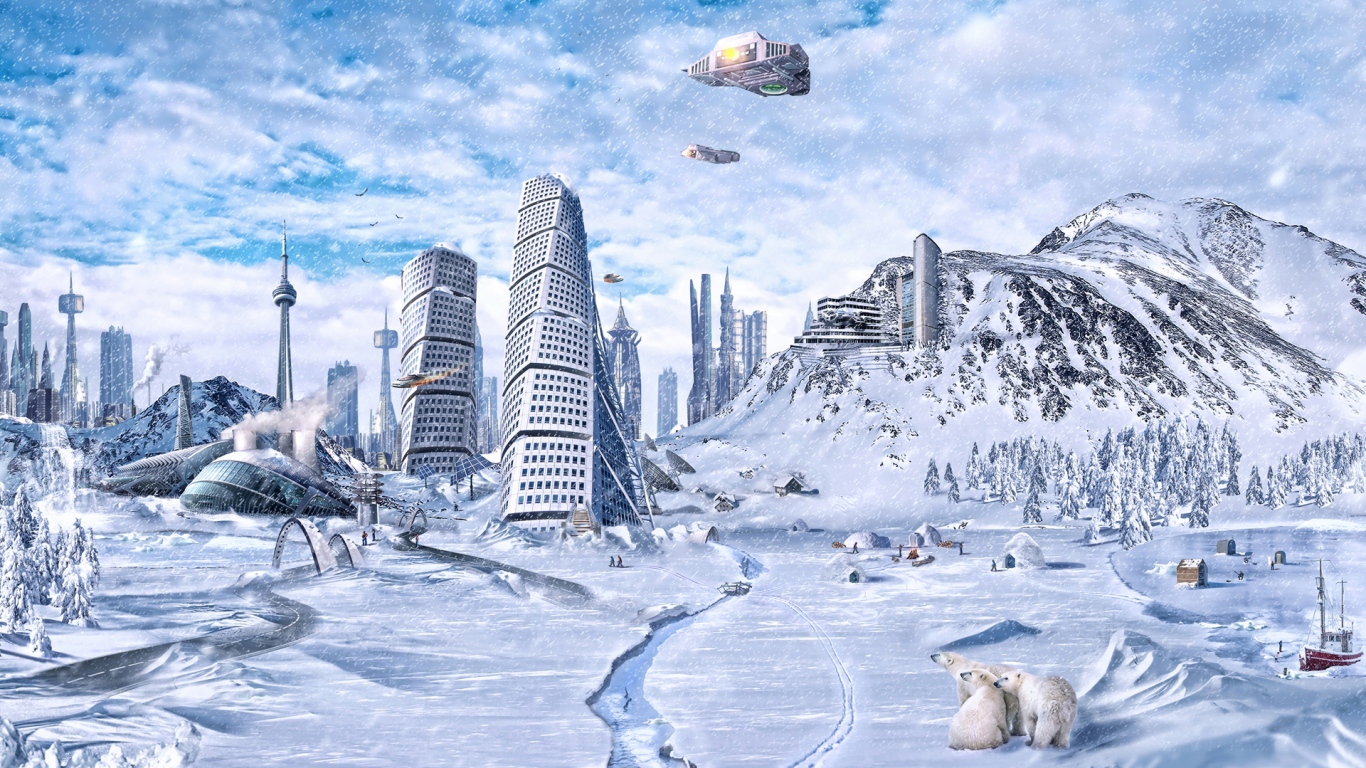 3d - Post Apocalyptic Winter City - HD Wallpaper 