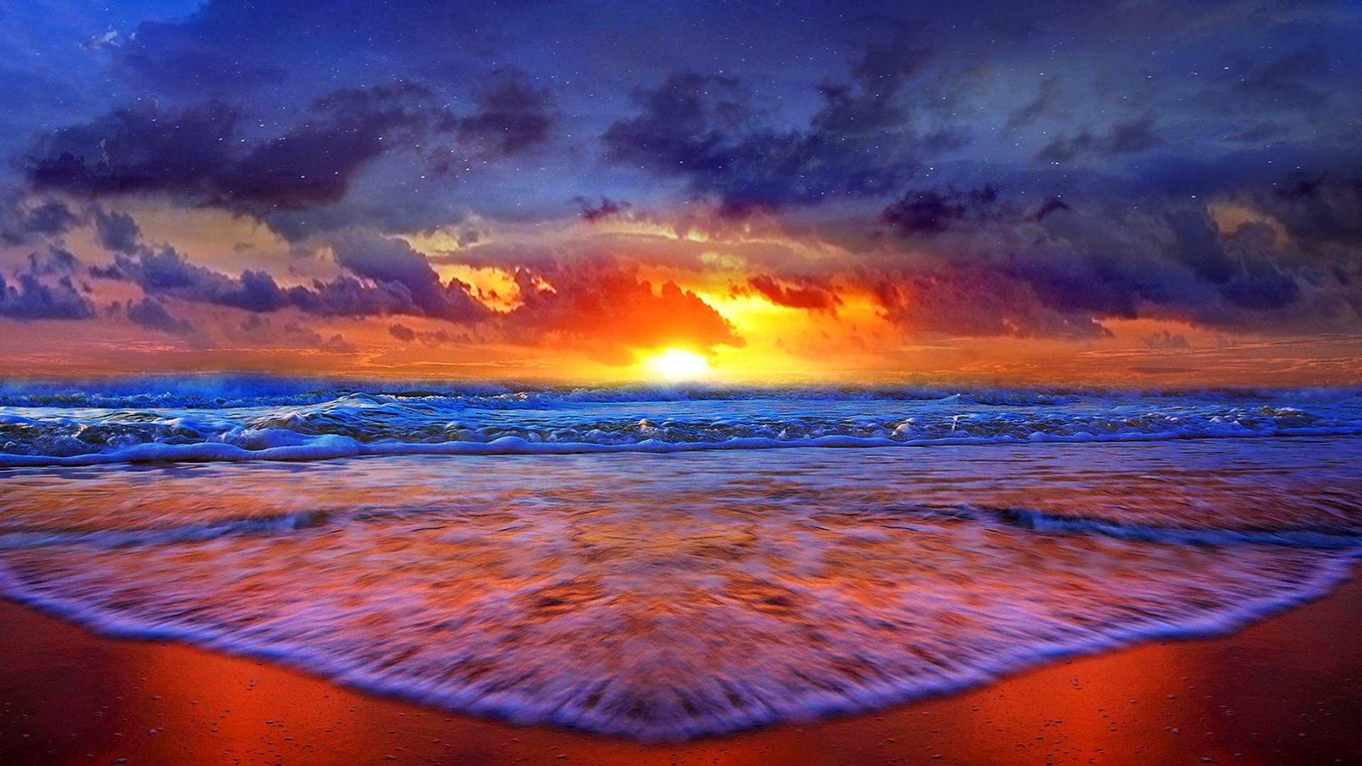 Beach Sunset Wallpaper Full Hd - Beach Sunset Desktop Backgrounds - HD Wallpaper 