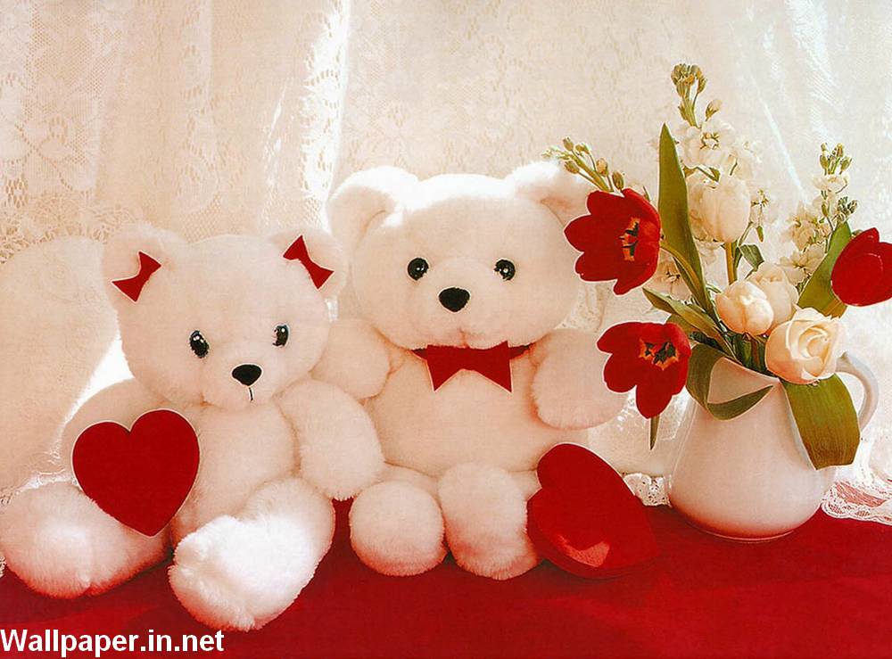 Teddy Bears With Flowers - HD Wallpaper 
