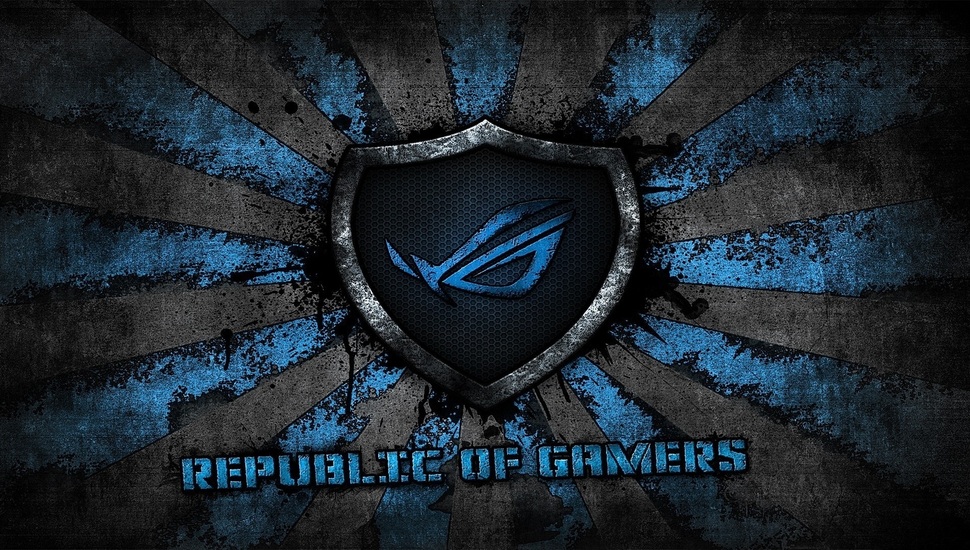 Asus Gamer, Grey, Blue, Asus, Brand, Background, Rog, - Republic Of Gamers Wallpaper Grey - HD Wallpaper 