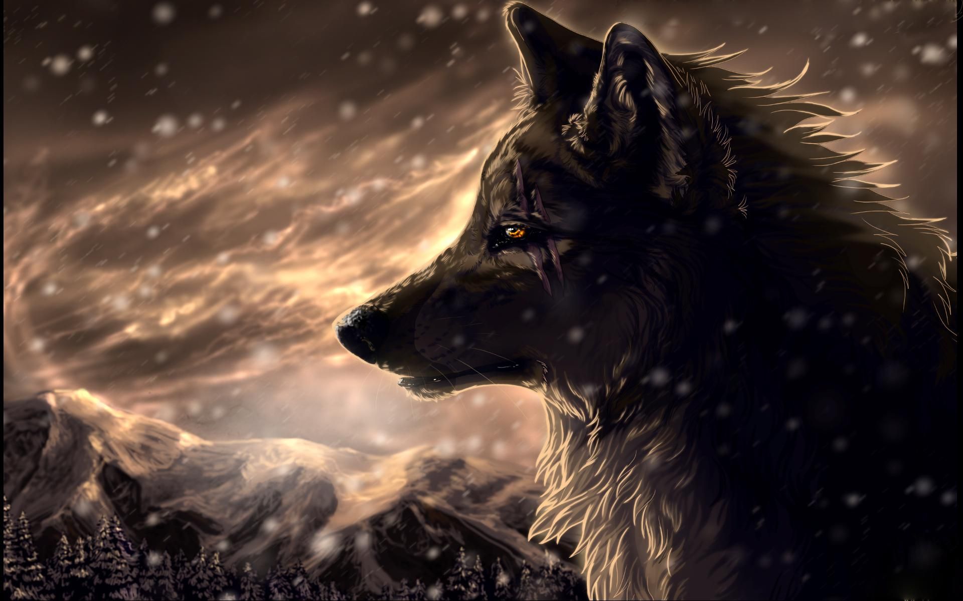 Fantasy Wallpaper Wolf - HD Wallpaper 