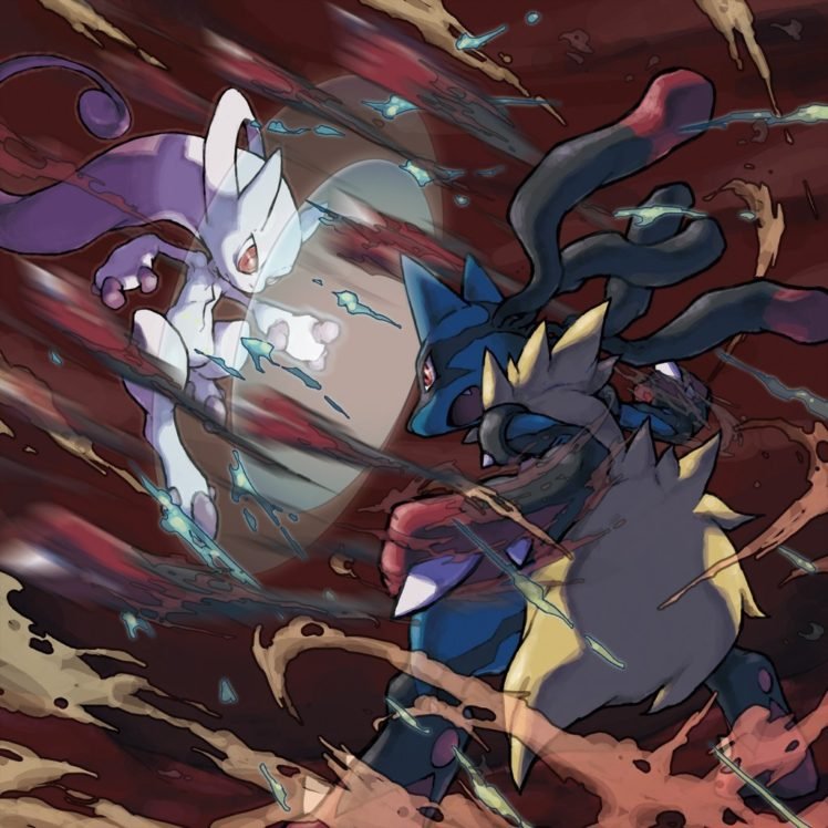 Mega Lucario Vs Mega Mewtwo - HD Wallpaper 