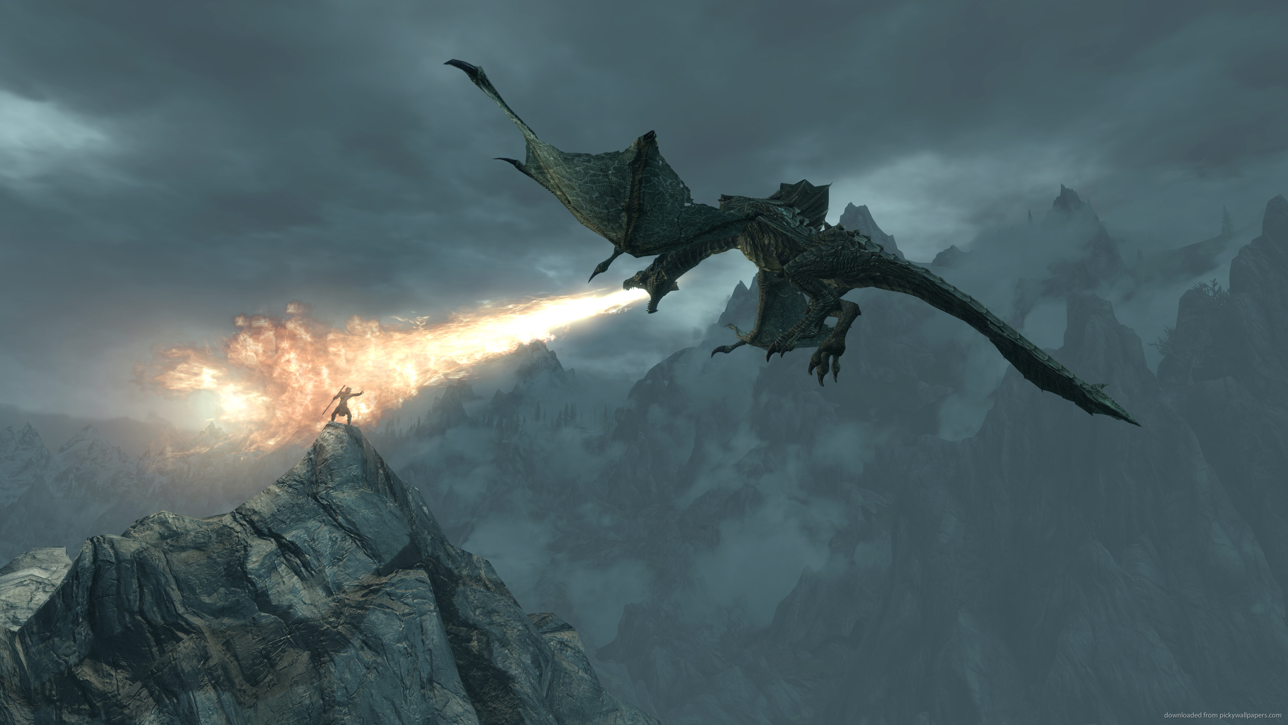 Epic Wallpapers 1080p Is Cool Wallpapers - Skyrim Dragon Breathing Fire - HD Wallpaper 