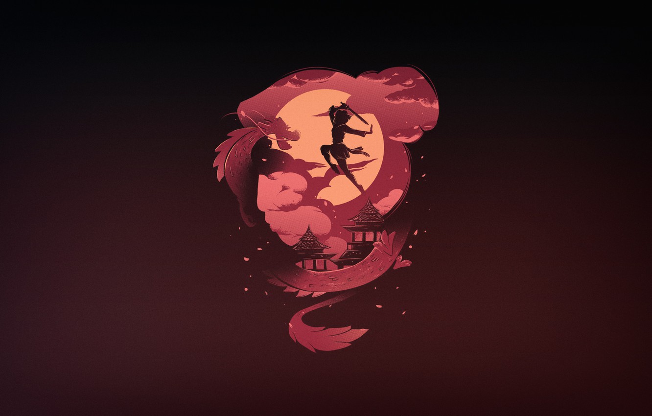 Photo Wallpaper Minimalism, Warrior, China, Art, By - Illustration - HD Wallpaper 