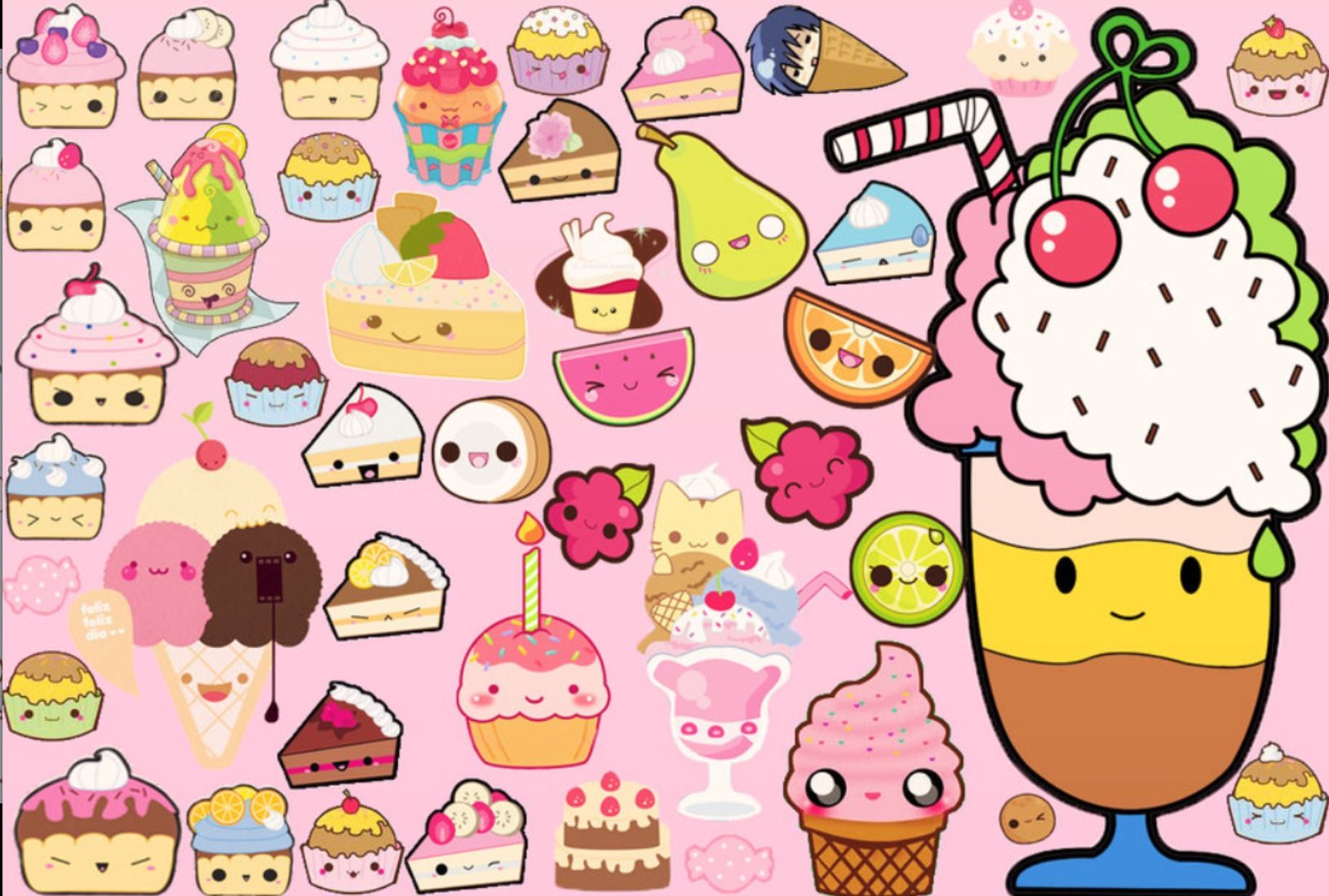 Cute Food Cute Kawaii Drawing - HD Wallpaper 