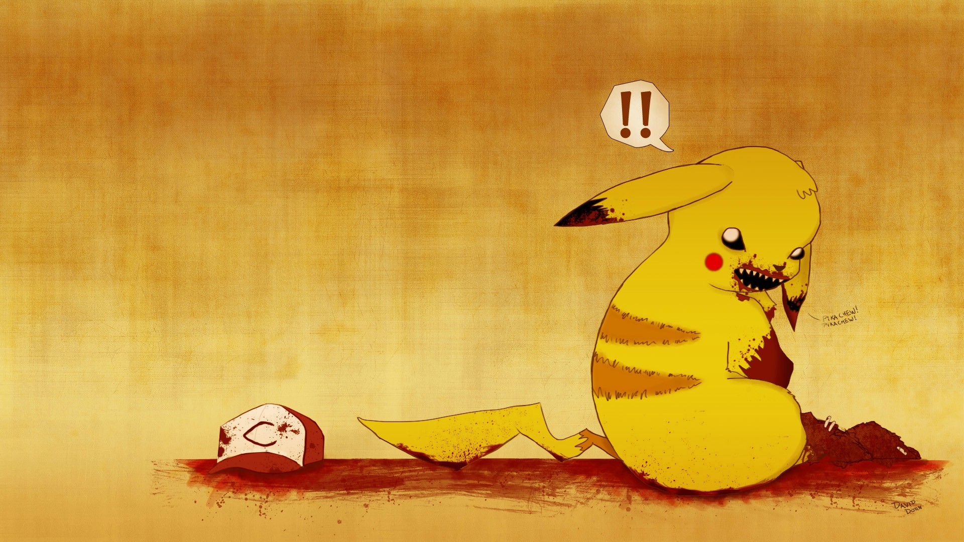 Drawn Pikachu Wallpaper - Pikachu Eating Ash - HD Wallpaper 
