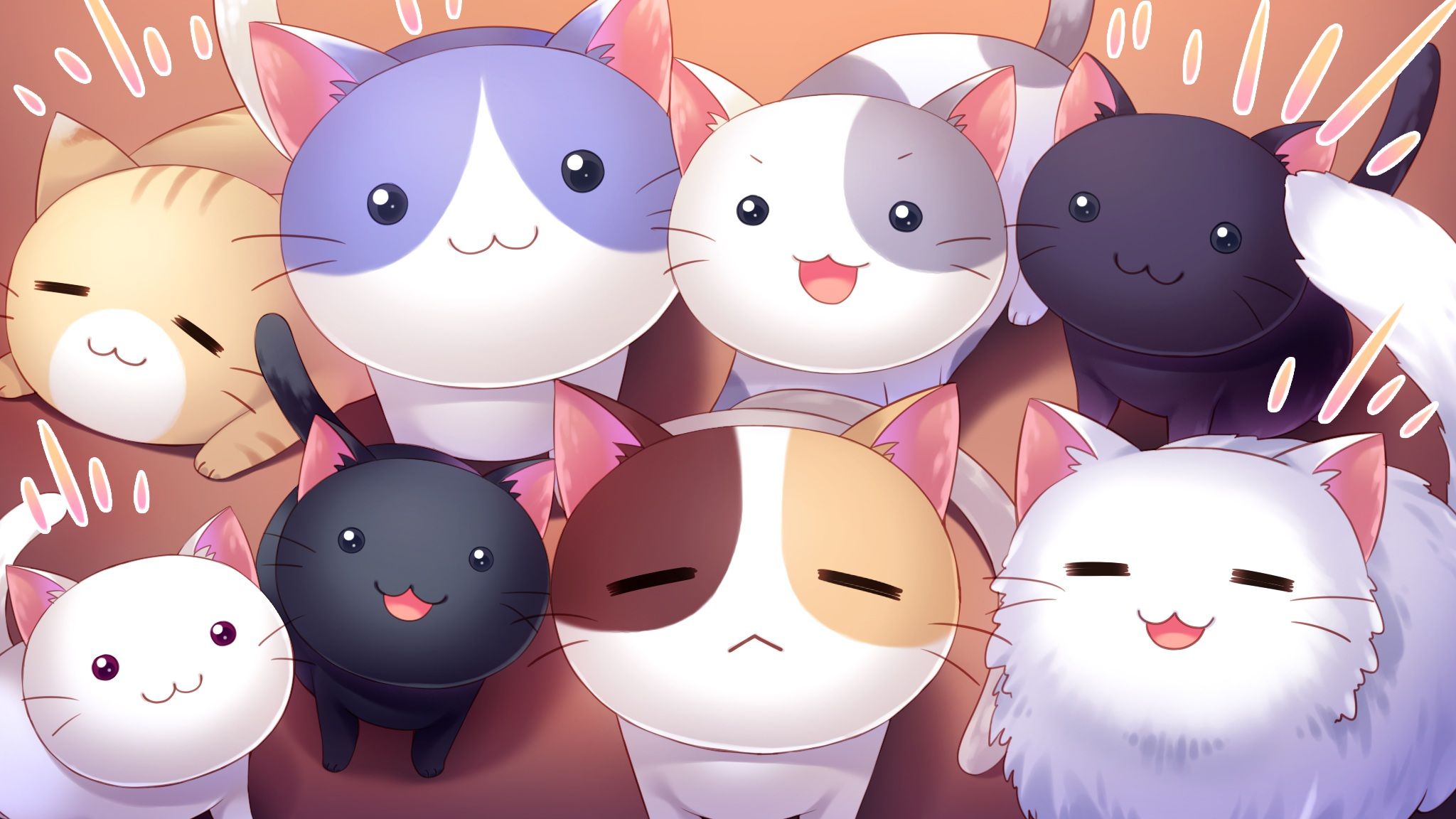 Wallpaper - Wiki - Cute Anime Cat Backgrounds - HD Wallpaper 