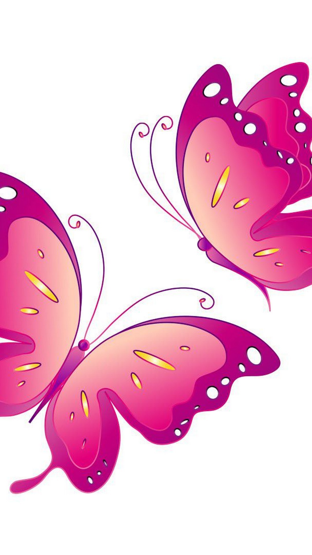 Pink Butterfly Iphone Wallpaper Hd - Pink Butterflies White Background - HD Wallpaper 