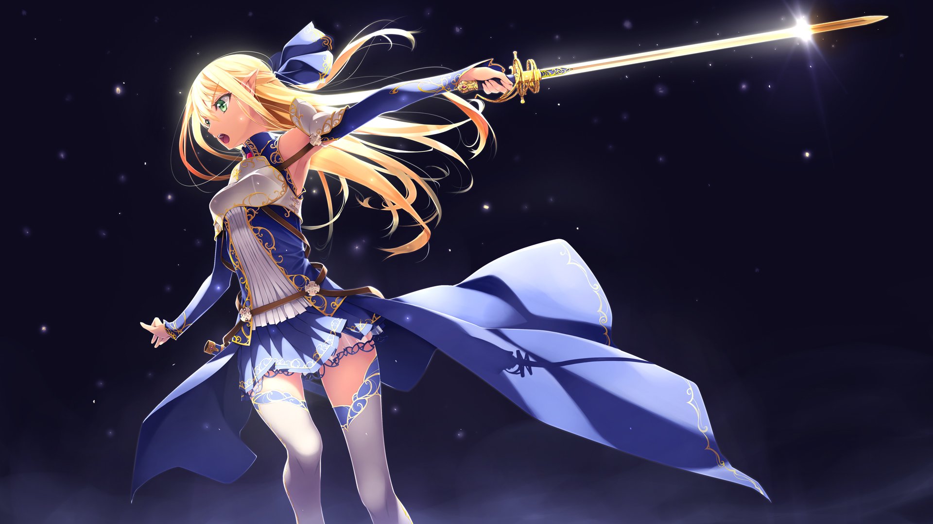 Blonde Anime Girl With Sword - HD Wallpaper 