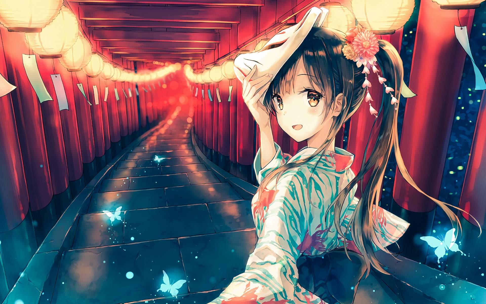 Anime Girl Kimono Wallpaper Hd - HD Wallpaper 