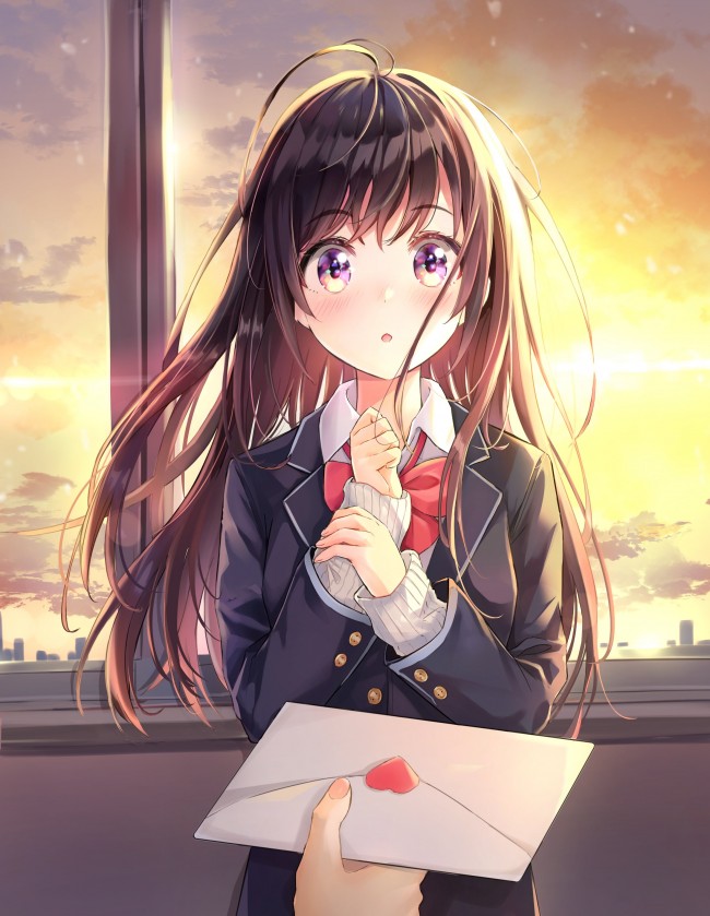 Love Letter, Anime Girl, School Uniform, Romance, Brown - Anime Girl ...