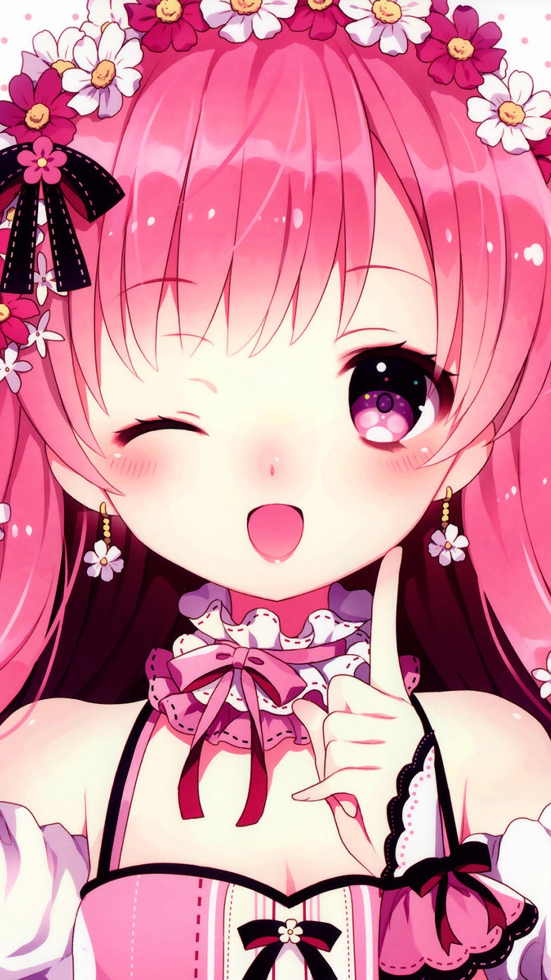 Anime Cute Girl Iphone 6 Plus Wallpaper Hd 
 Data-src - Pink Anime Cute Girl - HD Wallpaper 
