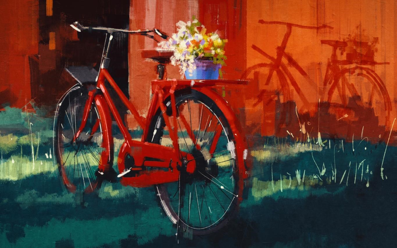 Painting Of A Bicycle - HD Wallpaper 