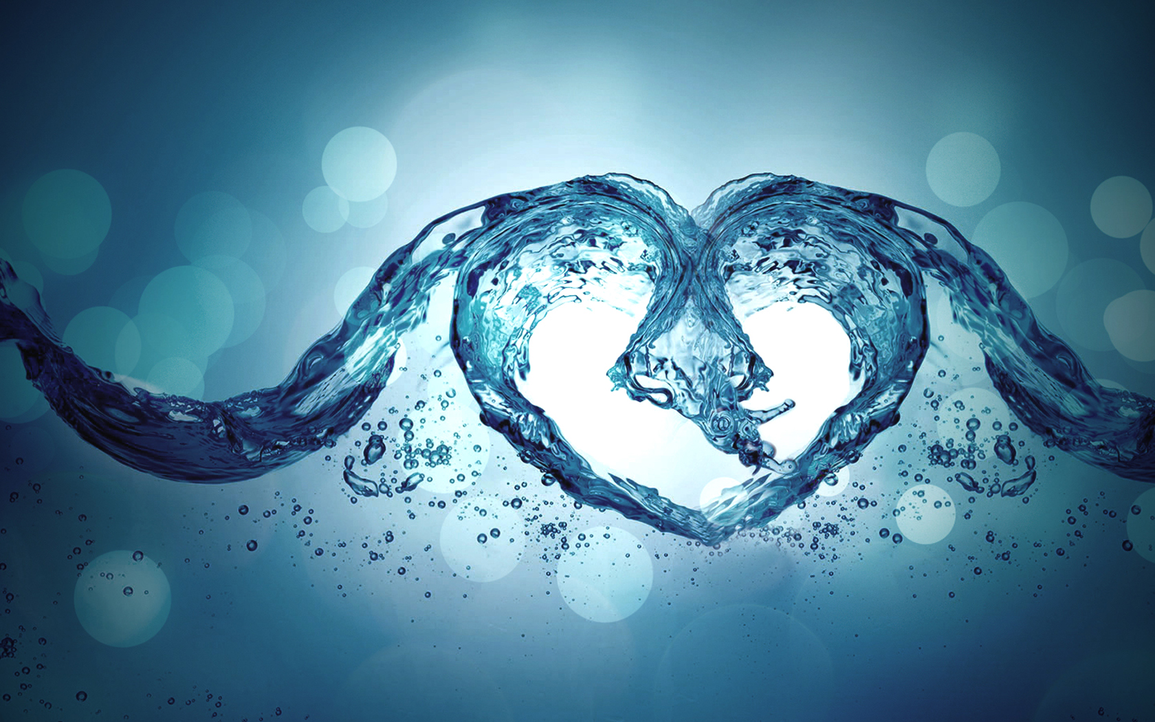Blue Water Heart - Water Art - HD Wallpaper 