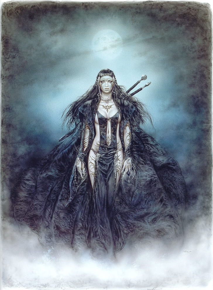 Luis Royo Fantasy Art Girls With Swords Abstract Fantasy - Luis Royo Daughter Of The Moon - HD Wallpaper 