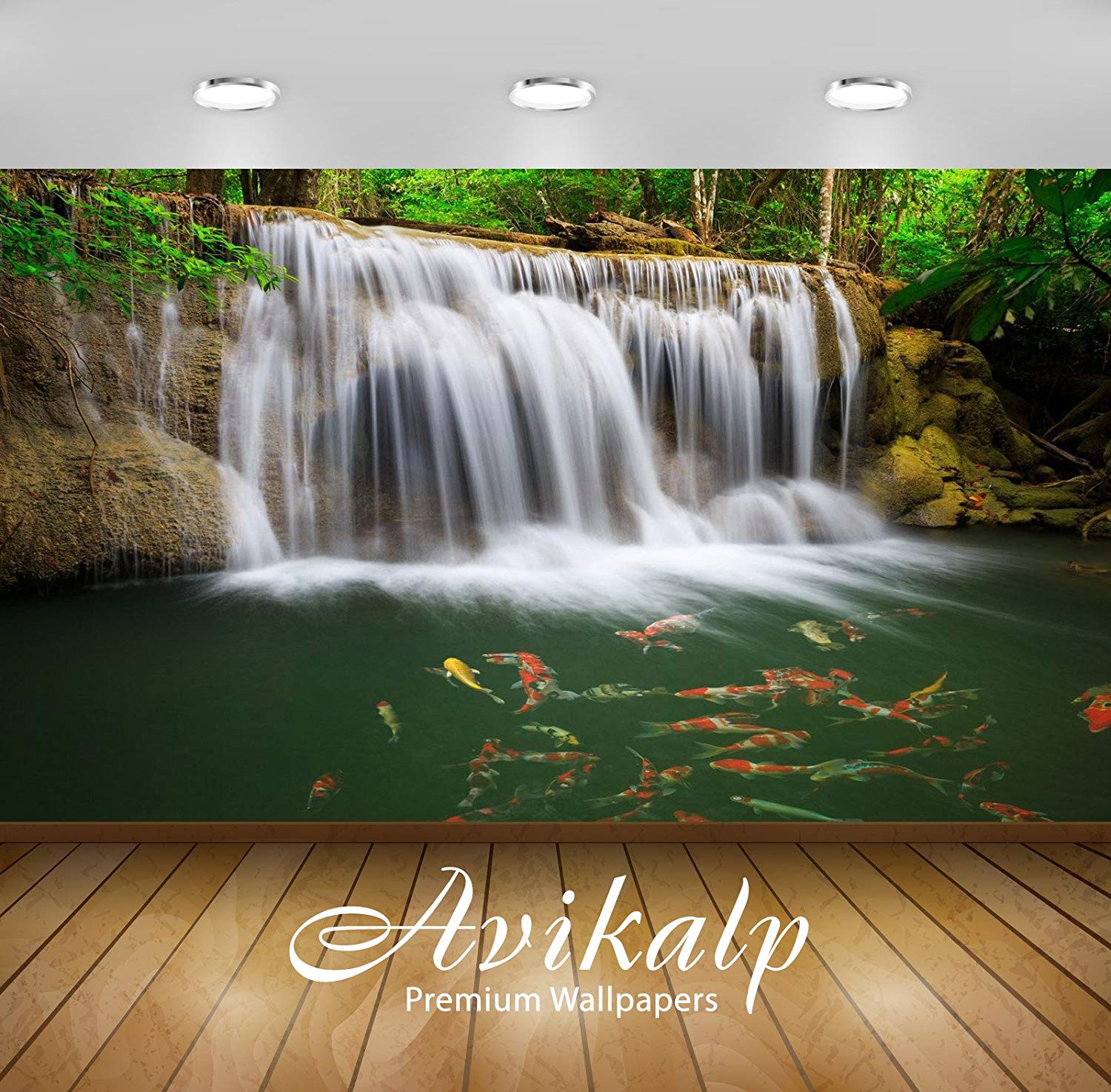 Waterfall And Fish - HD Wallpaper 