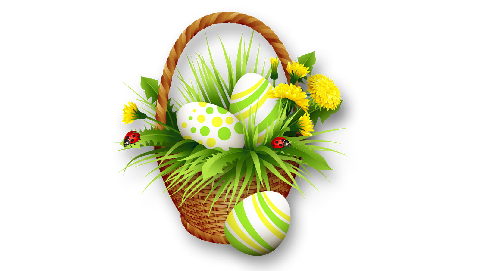 Easter Basket Bunny Png Clipart - Easter Eggs Basket Transparent Background  - 1600x900 Wallpaper 