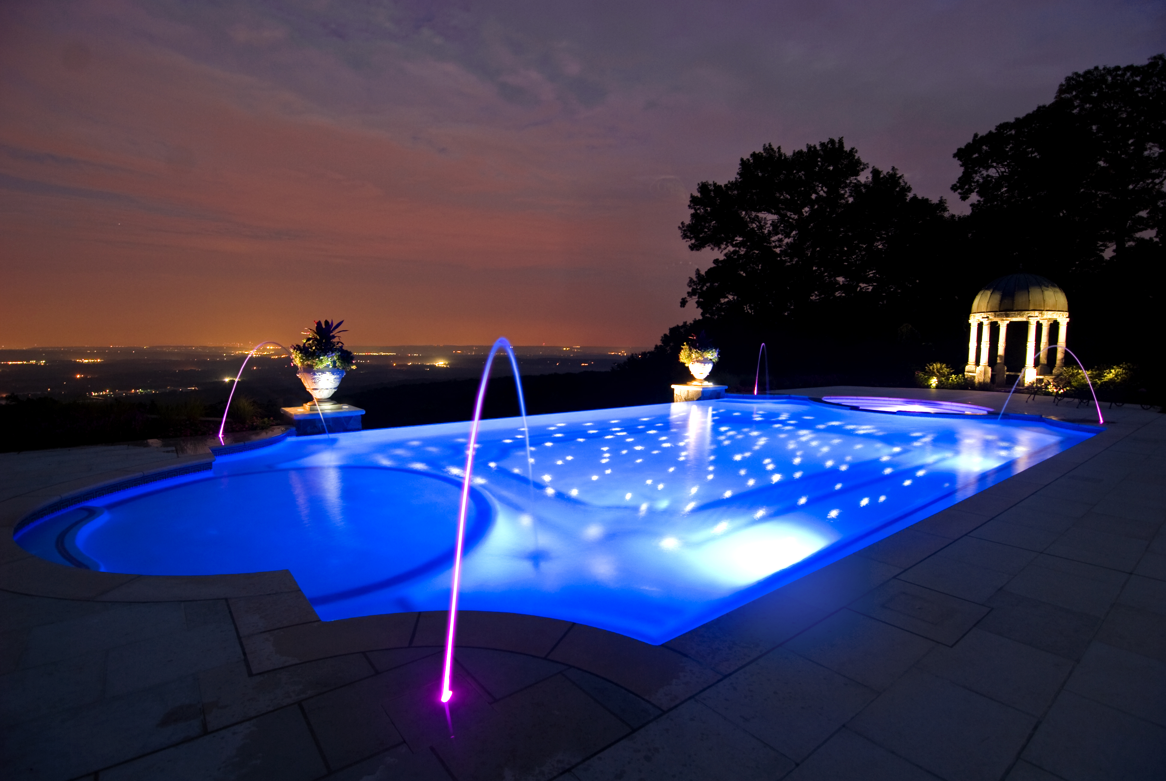 Pool Night Lights - HD Wallpaper 