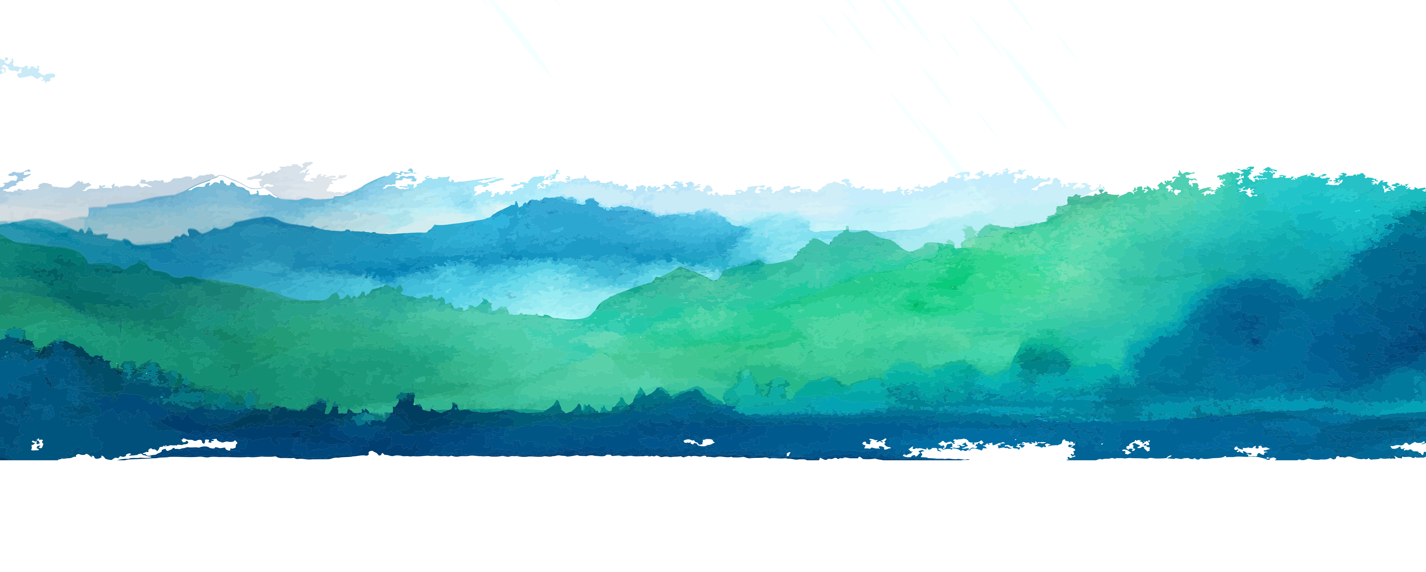 Mountains Wallpaper Water Vector Green Cartoon Resources - Green And Blue Watercolor Border - HD Wallpaper 