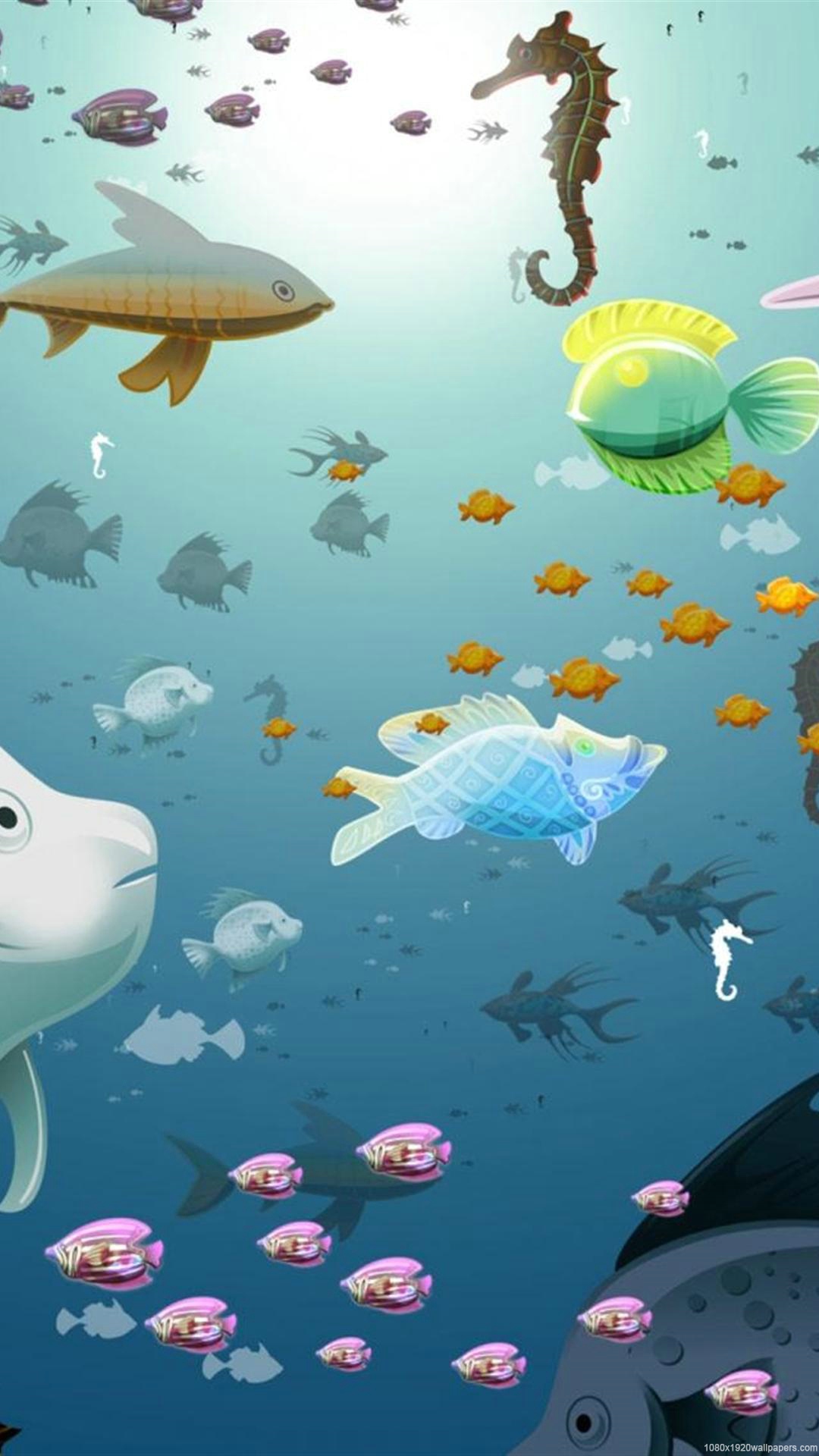 Vector Fish Animal Water Wallpapers Hd - Animated Fish In The Sea - HD Wallpaper 