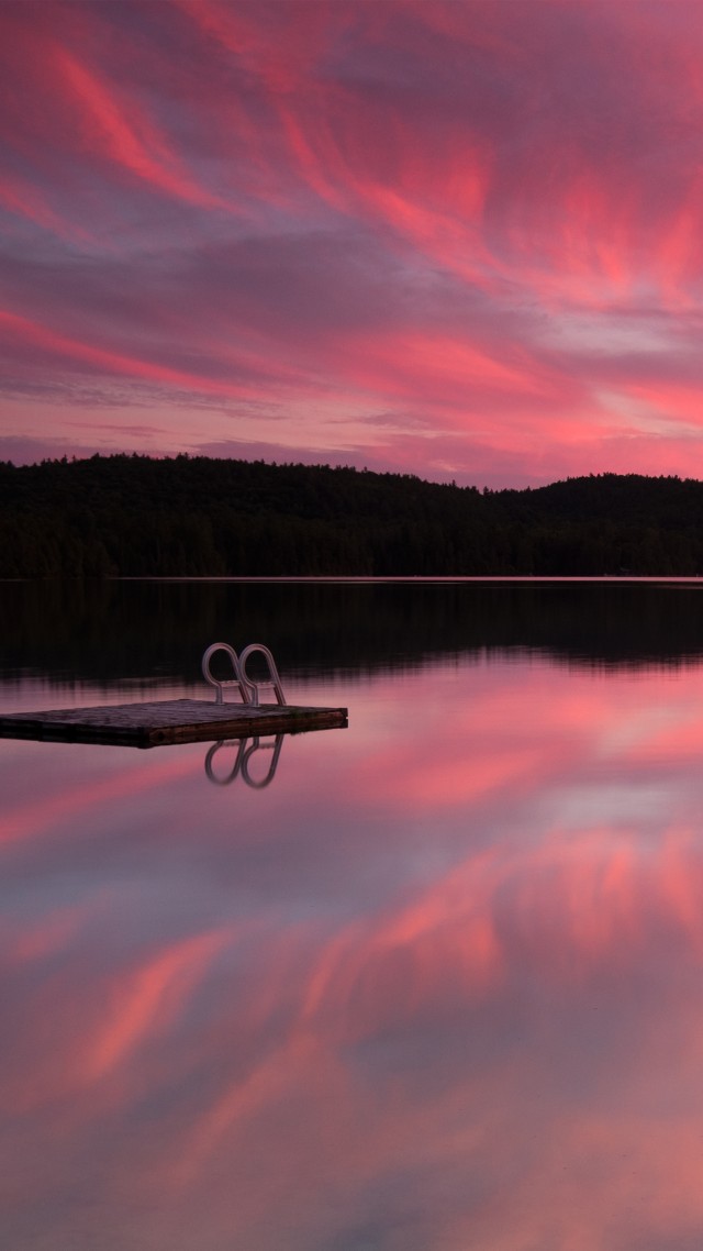 Lake, 4k, Hd Wallpaper, Sea, Pink Sunset, Sunrise, - Розовый Закат Обои На Телефон - HD Wallpaper 