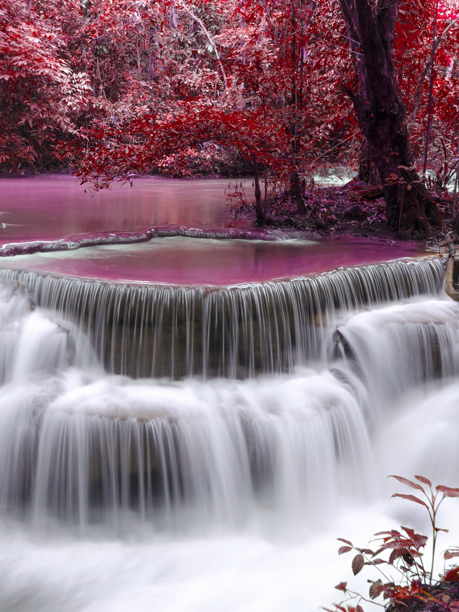 Waterfall River Flow Autumn Wallpaper - River Flow - 1536x2048 Wallpaper -  