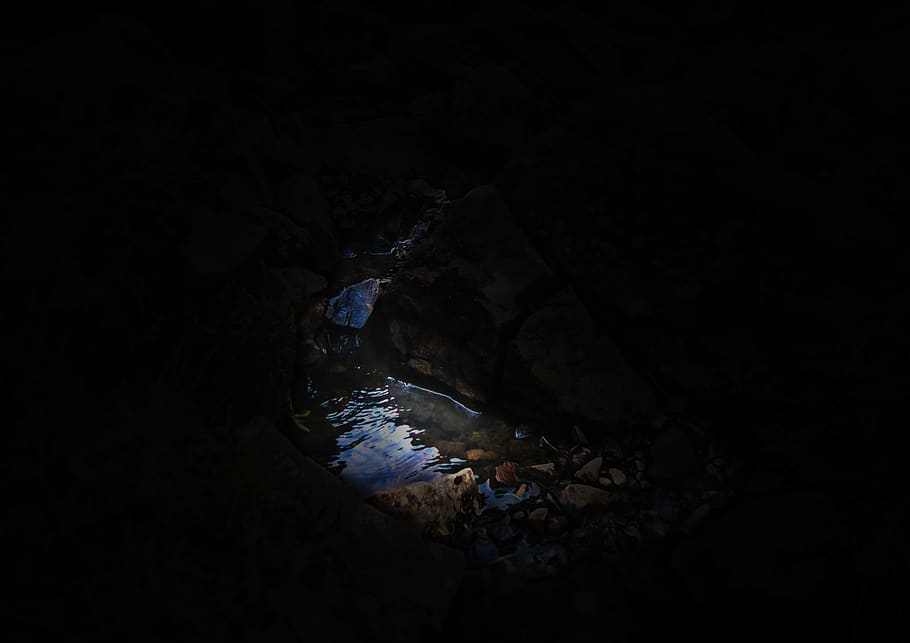 Quelle, Blau, Wasser, Höhle, Steine, Fels, Nacht, Rock, - Darkness - HD Wallpaper 