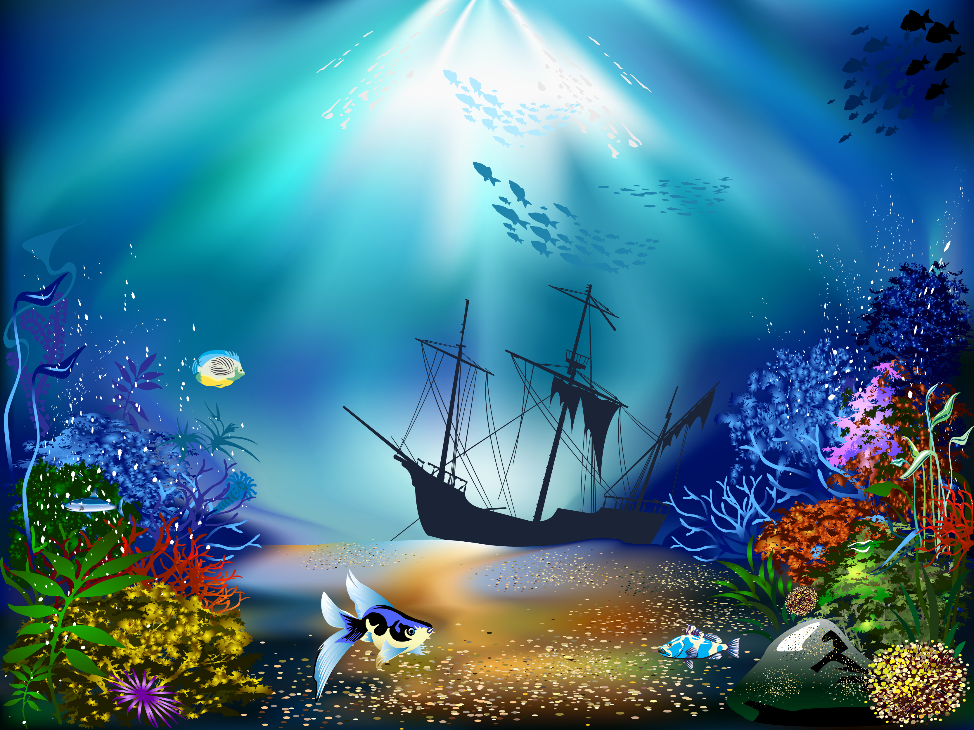 Underwater Hd Wallpapers Backgrounds - Pirate And Mermaid Background - HD Wallpaper 