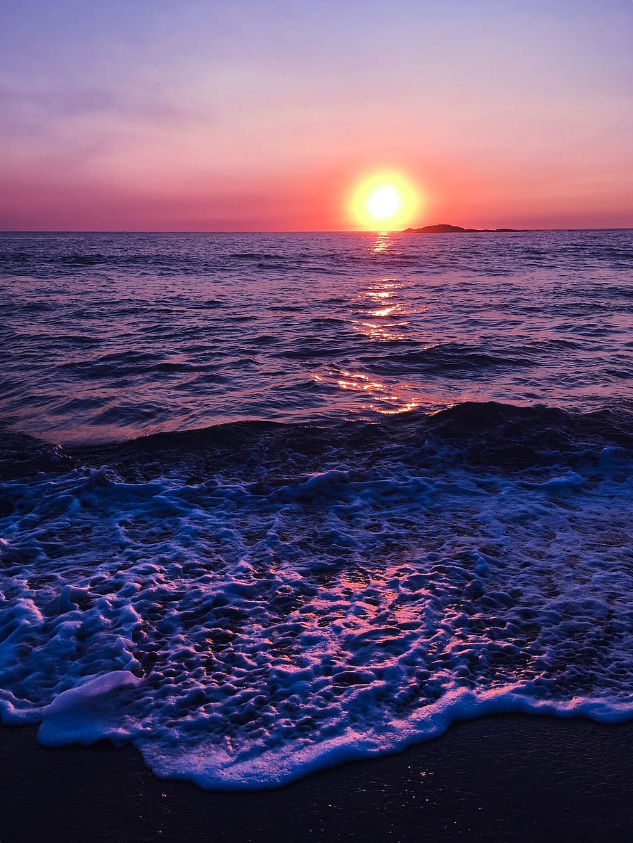 Sea, Sunset, Nature, Sky, Beauty In Nature, Water, - Sunset - HD Wallpaper 